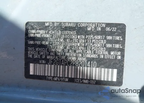 2023 Subaru Crosstrek Premium z USA, uszkodzony, nr VIN JF2GTAPC2P8201410